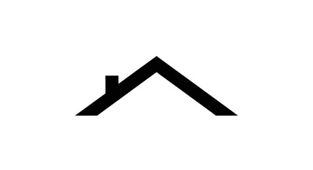 Stylized Simple Black Roof Icon with Chimney on White Minimalist Design