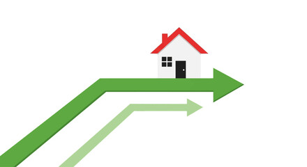 Real estate market growth illustration showing rising property values and investments