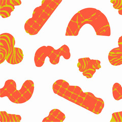 Abstract Organic Shapes Pattern with Orange and Yellow Grids label design packaging design