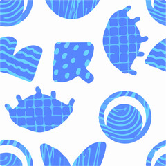 Abstract Blue Shapes Pattern on label design packaging design White Background