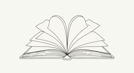 Open book illustration showcasing knowledge, literature, and the power of reading