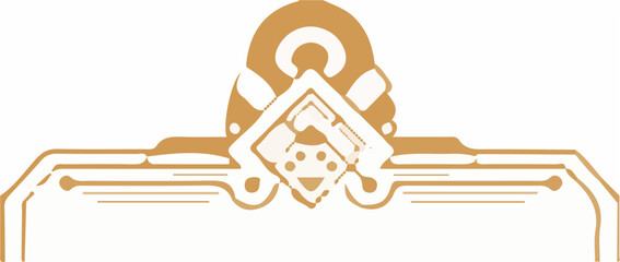 Elegant Art Deco Geometric Ornament in Gold and label design packaging design White