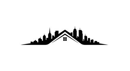 Naklejka premium Modern real estate and city skyline logo design representing urban home concept