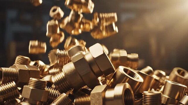 Many different shapes in the falling brass fittings tumbles shape