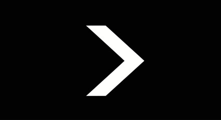 Minimalist white chevron arrow pointing right against a solid black background
