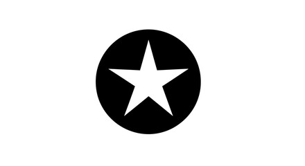 Minimalist star icon within a black circle against a plain white background creating a graphic