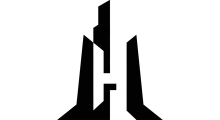 Minimalist logo design with abstract letter H and architectural elements for modern branding