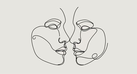 Minimalist line art faces depicting intimacy and connection in a simple style