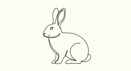 Minimalist continuous line drawing of a rabbit, perfect for simple illustration or easter designs