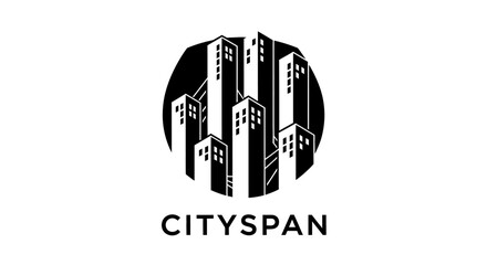 Minimalist Cityscape Logo Design Featuring Modern Buildings and Clean Lines