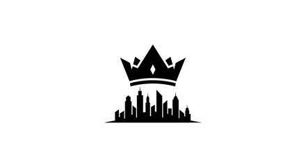 Minimalist Cityscape Crown Icon Design Symbolizing Urban Royalty Silhouette