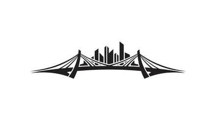 Minimalist bridge silhouette with city skyline evoking urban connection and progress
