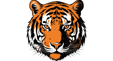 Majestic Tiger Face: A Detailed Vector Illustration of a Wild Animal Portrait