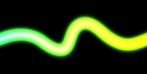 Glowing neon light streak rays flow wave shaped on black background. Neon glowing blurred multicolour light beams flow futuristic concept background. Light leaks or neon glowing colour gradient shape.