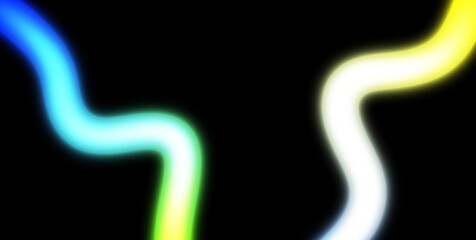 Glowing neon light streak rays flow wave shaped on black background. Neon glowing blurred multicolour light beams flow futuristic concept background. Light leaks or neon glowing colour gradient shape.
