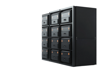 Sleek modular server system featuring multiple drawers showcased on transparent background