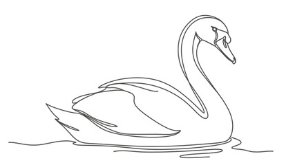 Elegant swan outline drawing in continuous line art style vector illustration