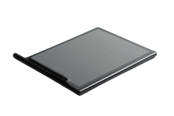 Modern digital graphic tablet with stylus pen, isolated on transparent background