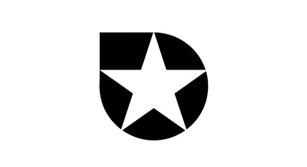 Elegant black and white logo design featuring a star within a stylized letter D emblem
