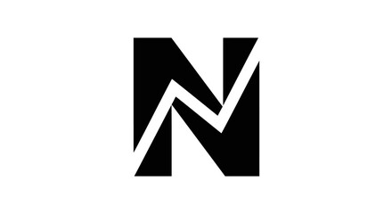 Elegant black and white letter N logo design with a modern and abstract look for various