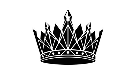 Elegant black and white crown illustration symbolizing royalty and power emblem