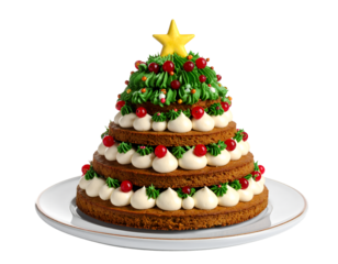 Christmas tree shaped cake isolated on transparent png
