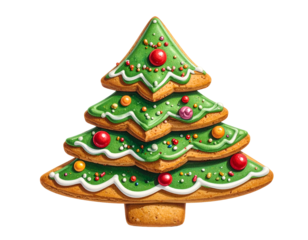 Christmas tree shaped cookie isolated on transparent png