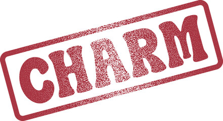 Red Charm Rubber Stamp Styled Word Element for Engaging Visual Content