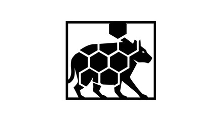 Obraz premium Creative animal logo design featuring a wolf composed of geometric shapes inside a square