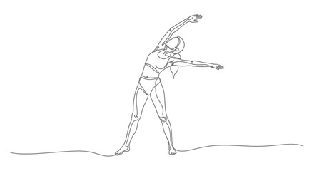 Continuous line drawing of a woman in a yoga pose perfect for wellness content