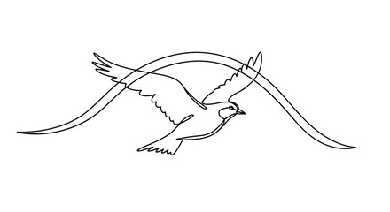 Fototapeta premium Continuous Line Drawing of a Bird in Flight for Minimalist Art Design Projects