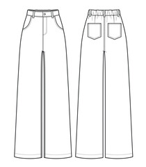 Women's trousers mockup template vector design technical illustration.