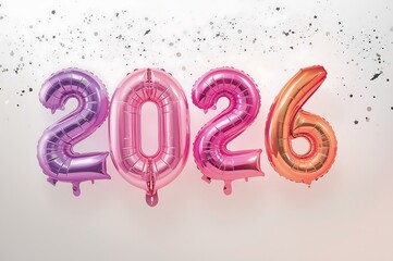 Happy New Year 2026 balloons and confetti celebration