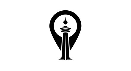 Abstract vector illustration of a tower in a location marker for travel concept building vector