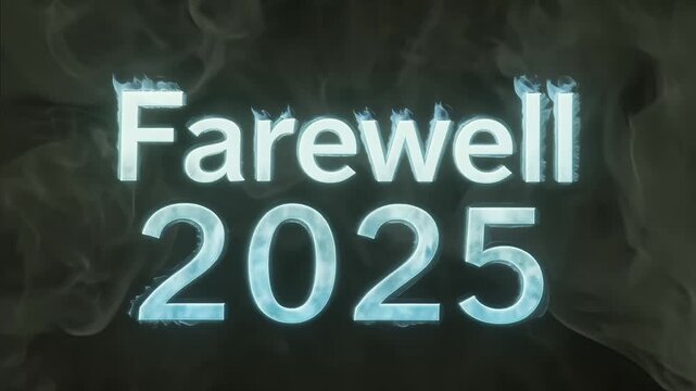 Golden farewell to 2025 with smoky atmosphere, a vintage goodbye celebration, wishing 2025 a fond farewell, a year end reflection