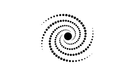 Abstract dotted spiral design on white background representing motion and depth illusion visually