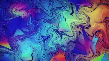 Vibrant abstract liquid background with swirling psychedelic colors and dynamic geometric shapes creating a mesmerizing and energetic visual experience perfect for modern design projects. - Powered by Adobe