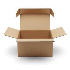 Open cardboard box illustration depicting product delivery readiness for shipping online orders