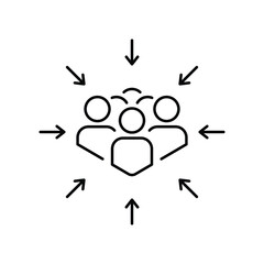 point gather people icon vector, sign place evacuation, thin line symbol on white background