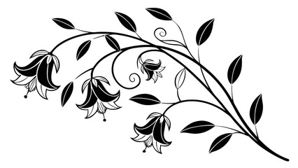 &ldquo;Black floral silhouette vector, elegant thin lines, botanical arrangement, soft gradient shadows, isolated PNG&rdquo;