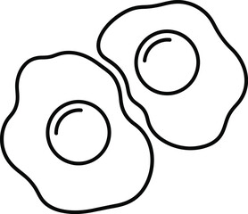 Simple outline illustration of two sunny side up fried eggs, perfect for breakfast, cooking, and food-related designs, minimalist icon.