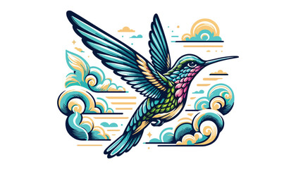 Obraz premium color Hummingbirds vector illustration, solid white background