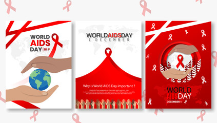 World AIDS Day on December 1st, featuring a large red awareness ribbon and a global world map background