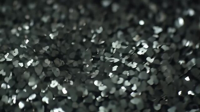 Shimmering black heart glitter background, dark metallic confetti texture, romantic luxury aesthetic for valentines day and wedding celebrations