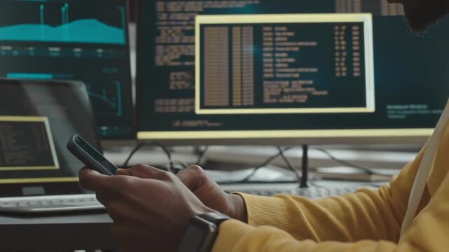 Focused Developer Switching Between Coding Tasks and Mobile Workflow