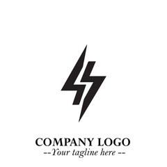 Sleek Electrical Logo Symbol on a Clean White Background for Modern Branding Design Elements Art