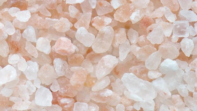 Closeup view of Himalayan salt crystals. Natural rock salt