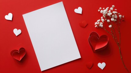 Stylized Flyer Design Featuring Heart Accents and Spacious Column for Offers in a Red-Themed Layout