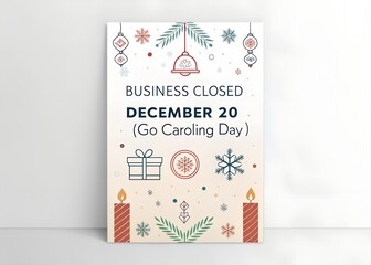 Obraz premium Closed for Holidays, December 20, Go Caroling Day