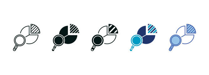 Pie Chart Analysis Icon Set Consisting of Multiple Styles Vector Illustration